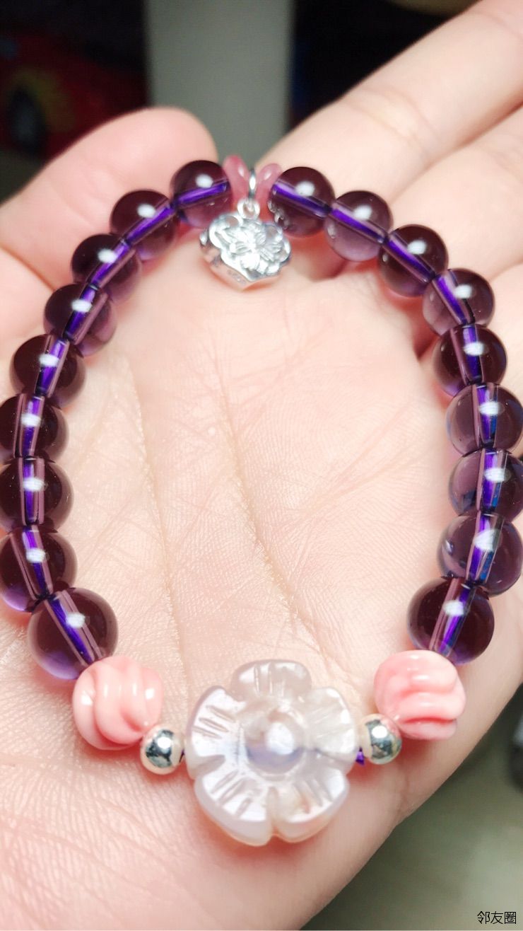 diy樱花水晶手串