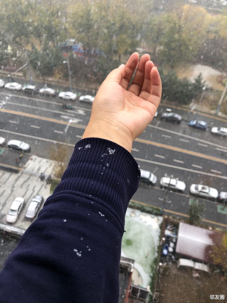 伸手接雪落下的图片图片