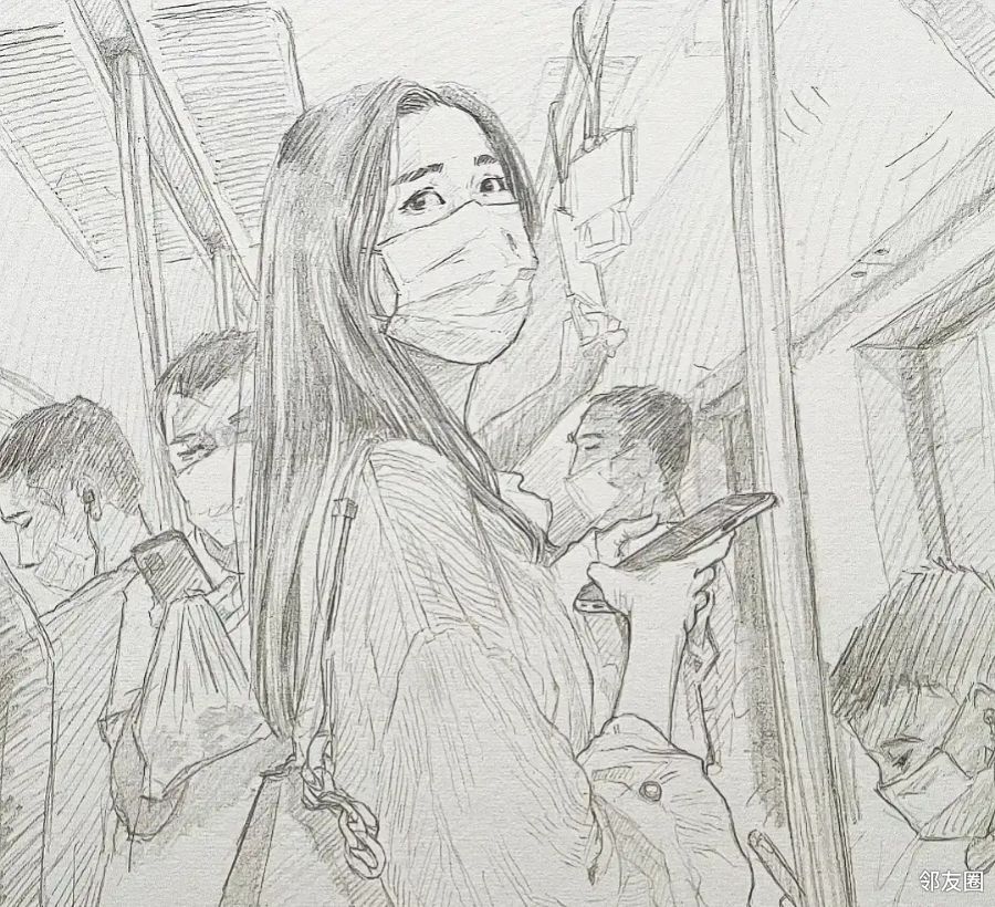地铁里的素描画 - 邻友圈